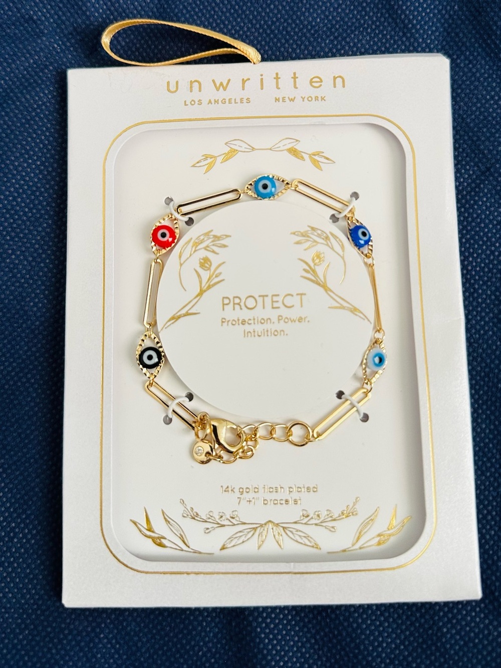Unwritten Multi-Color Evil Eye Paperclip Bracelet.